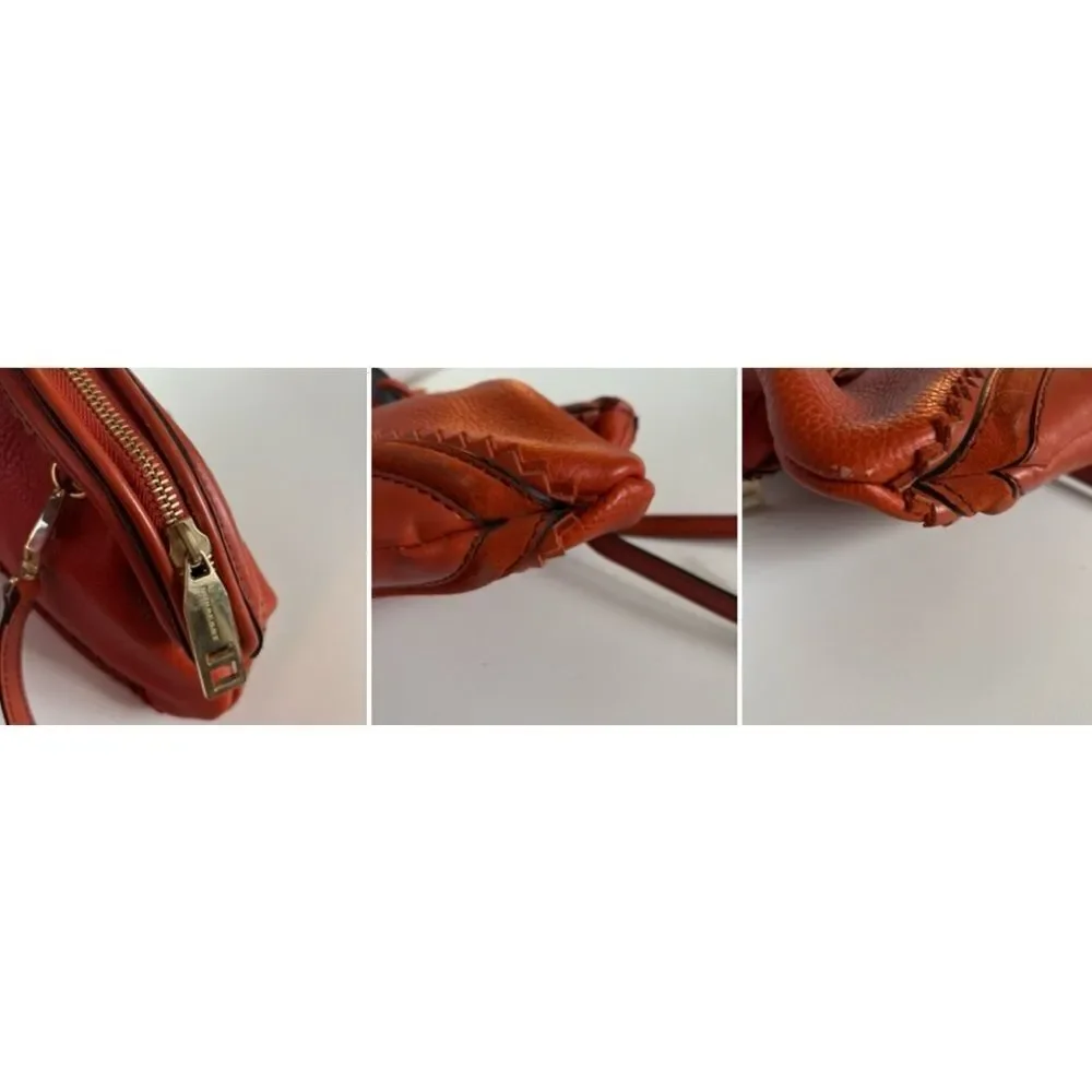 Authentic BURBERRY PRORSUM Tassel Calf Crescent leather Crossbody Bag in Orange